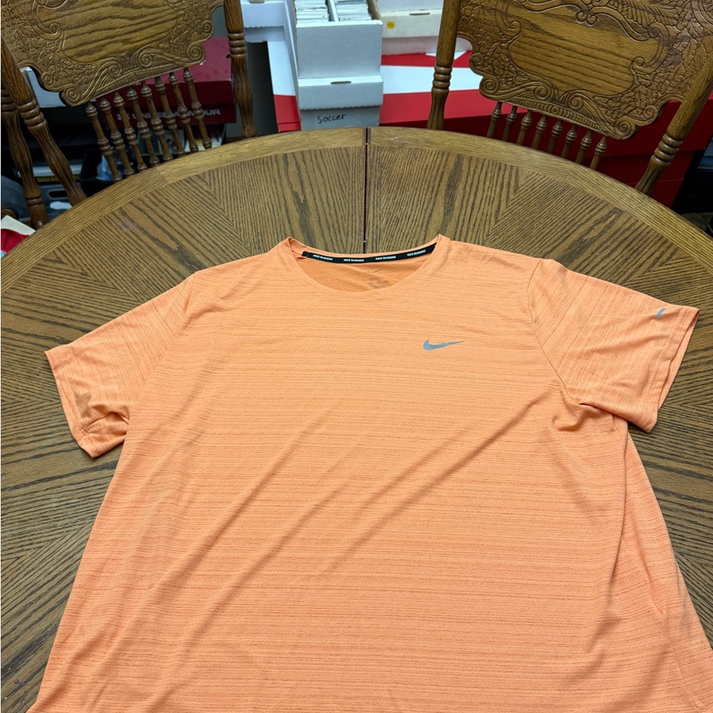 Nike Men's Orange Dri-FIT Short Sleeve Shirt